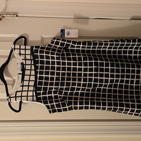 CHAPS BRAND WOMEN'S BLACK & WHITE SLEEVELESS SYMMETRICAL DRESS SIZE 14 - Picture 3 of 16